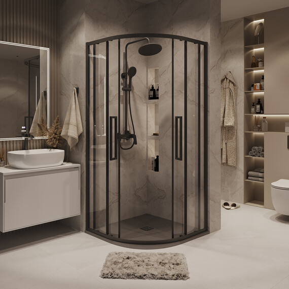 Душевое ограждение Grossman Cosmo 90х90 см 301.K33.02.9090.21.00, чёрный/прозрачное фото 3