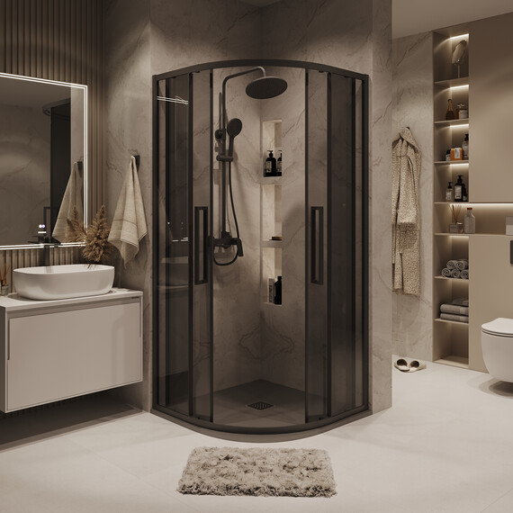 Душевое ограждение Grossman Cosmo 100х100 см 301.K33.02.1010.21.10, чёрный/тонированное фото 3