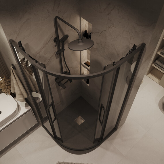 Душевое ограждение Grossman Cosmo 100х100 см 301.K33.02.1010.21.10, чёрный/тонированное фото 4