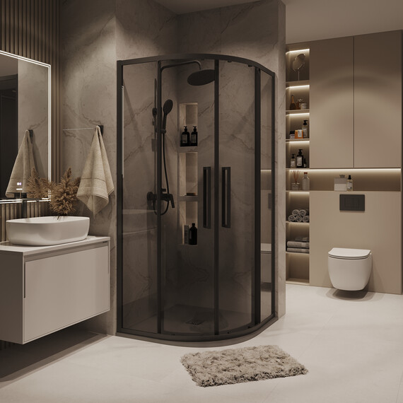 Душевое ограждение Grossman Cosmo 100х100 см 301.K33.02.1010.21.10, чёрный/тонированное фото 5