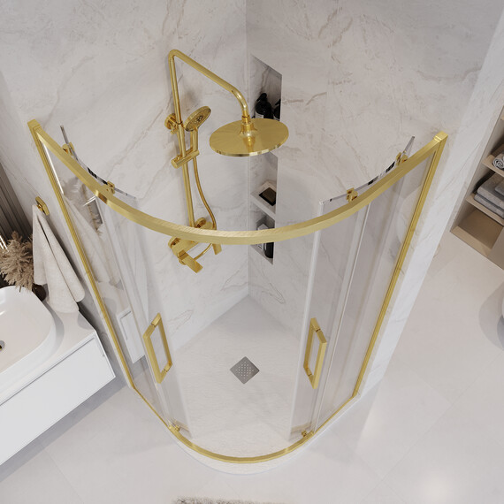 Душевое ограждение Grossman Cosmo 100х100 см 301.K33.02.1010.32.00, золото/прозрачное фото 3