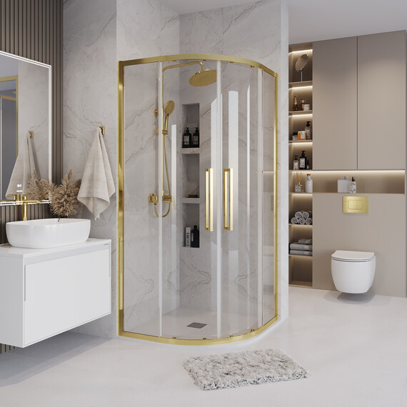 Душевое ограждение Grossman Cosmo 100х100 см 301.K33.02.1010.32.00, золото/прозрачное фото 5