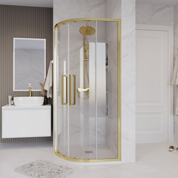 Душевое ограждение Grossman Cosmo 100х100 см 301.K33.02.1010.32.00, золото/прозрачное фото 6