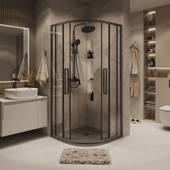 Душевое ограждение Grossman Cosmo 100х100 см 301.K33.02.1010.42.00, оружейная сталь/прозрачное фото 5