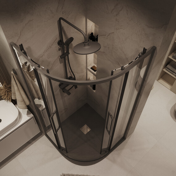 Душевое ограждение Grossman Cosmo 90х90 см 301.K33.02.9090.42.00, оружейная сталь/прозрачное фото 6