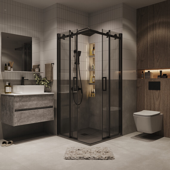 Душевое ограждение Grossman Classic 80х80 см 300.K33.04.8080.21.00 (стекло 8 мм) чёрный/прозрачное фото 4