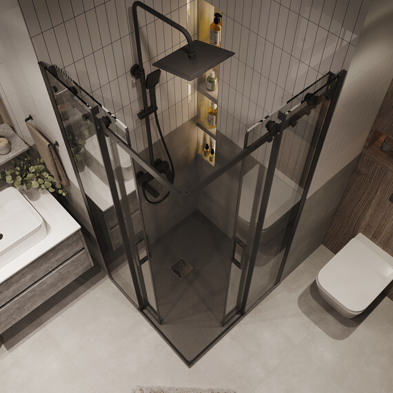 Душевое ограждение Grossman Classic 90х90 см 300.K33.04.9090.21.00 (стекло 8 мм) чёрный/прозрачное фото 6