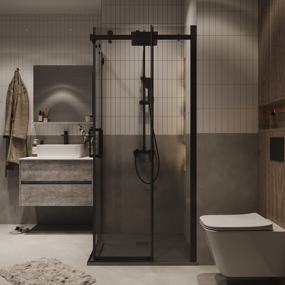 Душевое ограждение Grossman Classic 90х90 см 300.K33.04.9090.21.00 (стекло 8 мм) чёрный/прозрачное фото 5