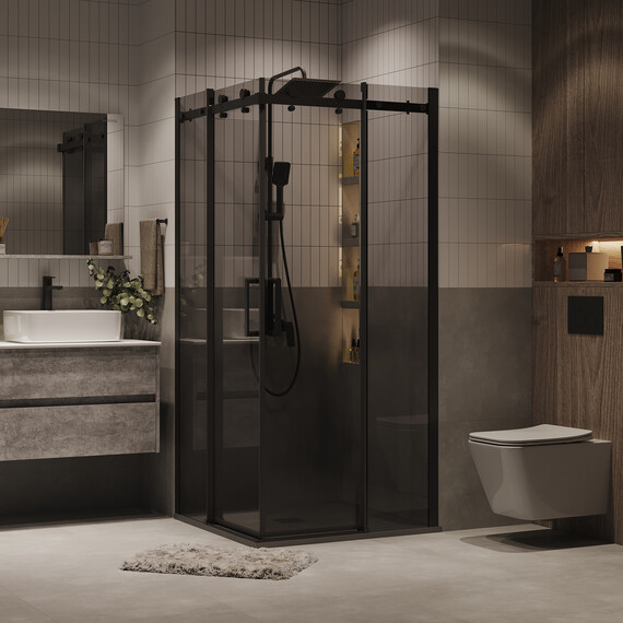 Душевое ограждение Grossman Classic 80х80 см 300.K33.04.8080.21.10 (стекло 8 мм) чёрный/тонированное фото 3