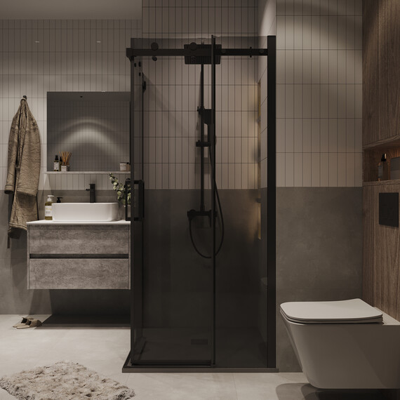 Душевое ограждение Grossman Classic 80х80 см 300.K33.04.8080.21.10 (стекло 8 мм) чёрный/тонированное фото 4