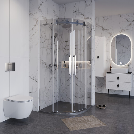 Душевое ограждение Grossman Classic 90х90 см 301.K33.04.9090.10.00 (стекло 8 мм) хром/прозрачное фото 3