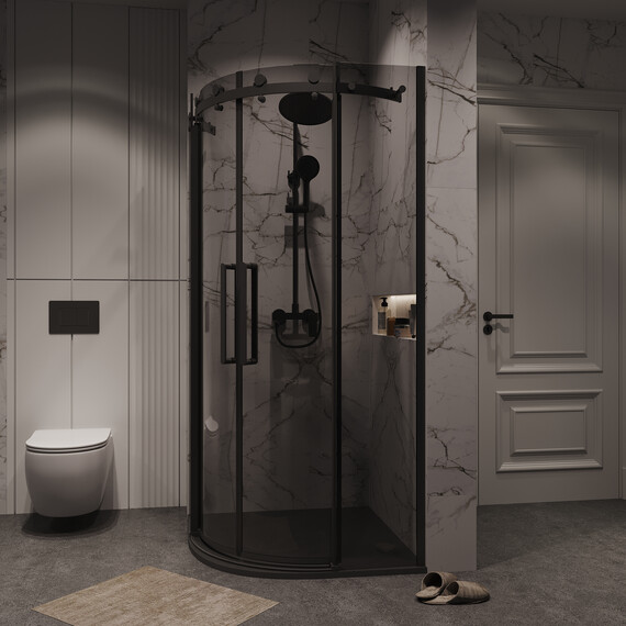 Душевое ограждение Grossman Classic 100х100 см 301.K33.04.1010.21.10 (стекло 8 мм) чёрный/тонированное фото 6