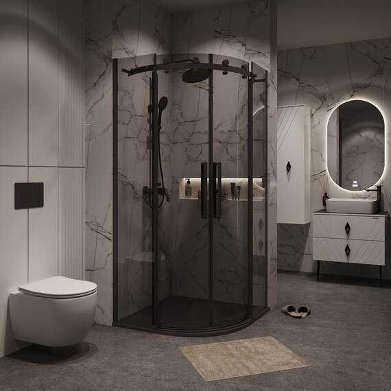 Душевое ограждение Grossman Classic 100х100 см 301.K33.04.1010.21.10 (стекло 8 мм) чёрный/тонированное фото 3