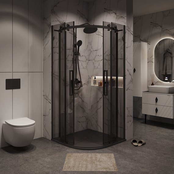 Душевое ограждение Grossman Classic 90х90 см 301.K33.04.9090.21.10 (стекло 8 мм) чёрный/тонированное фото 4