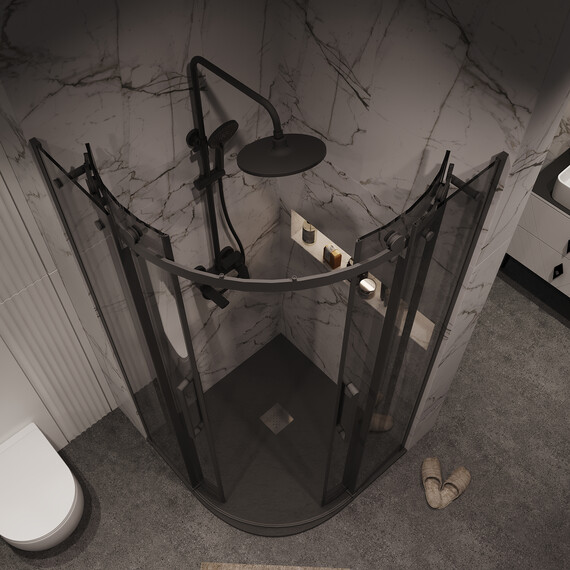 Душевое ограждение Grossman Classic 100х100 см 301.K33.04.1010.21.10 (стекло 8 мм) чёрный/тонированное фото 5