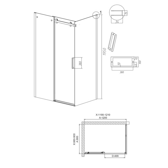 Душевое ограждение Grossman Classic 120х90 см 120.K33.04.1290.32.00 (стекло 8 мм) золото/прозрачное фото 10