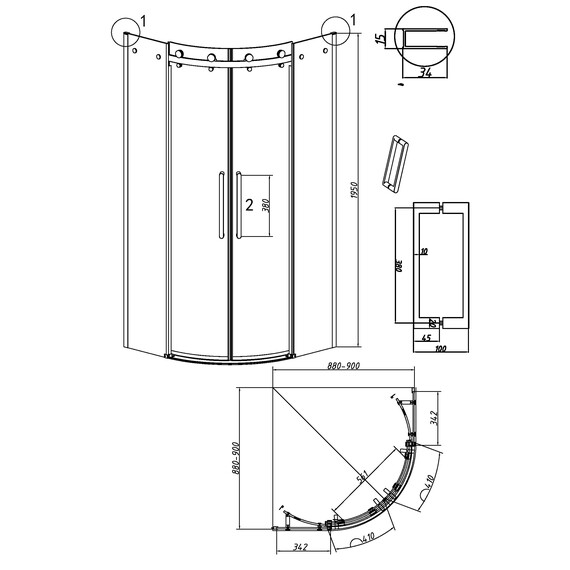 Душевое ограждение Grossman Classic 100х100 см 301.K33.04.1010.21.10 (стекло 8 мм) чёрный/тонированное фото 11