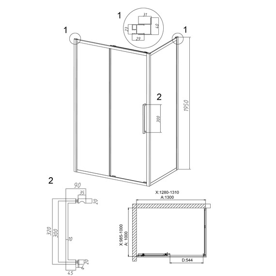 Душевое ограждение Grossman Cosmo 130х100 см 120.K33.02.1310.21.02, чёрный/шиншилла фото 10