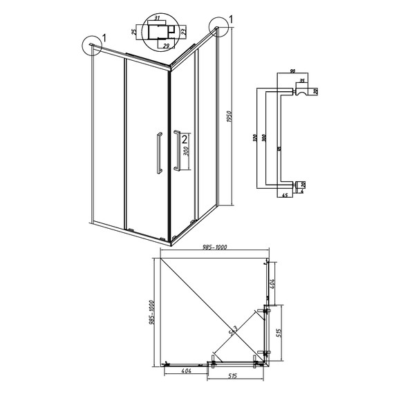 Душевое ограждение Grossman Cosmo 100х100 см 300.K33.02.1010.32.00, золото/прозрачное фото 11