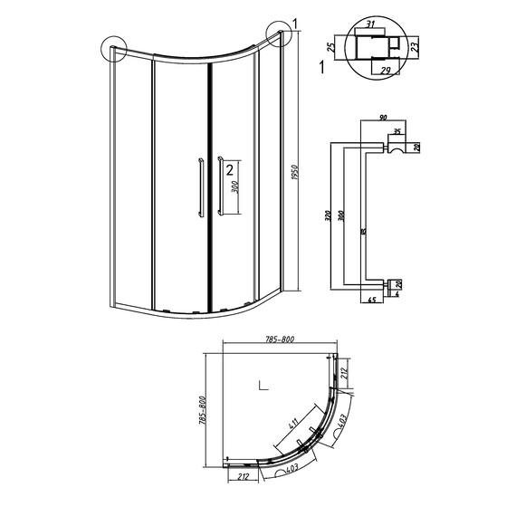 Душевое ограждение Grossman Cosmo 80х80 см 301.K33.02.8080.10.00, хром/прозрачное фото 11