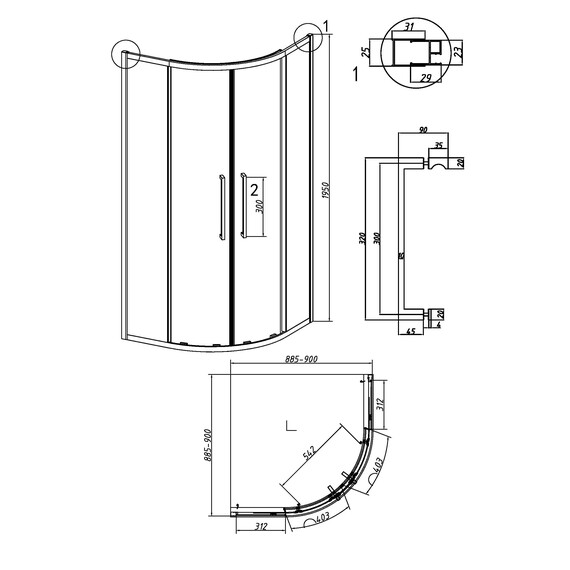 Душевое ограждение Grossman Cosmo 90х90 см 301.K33.02.9090.10.00, хром/прозрачное фото 11