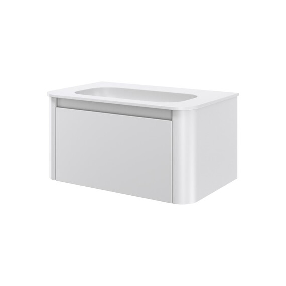 Тумба подвесная с раковиной-столешницей Armadi Art Voi 80 см 782-080-MW (раковина 786-080-MW без отв.) matt white фото 