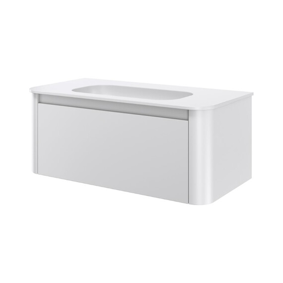 Тумба подвесная с раковиной-столешницей Armadi Art Voi 100 см 782-100-MW (раковина 786-100-MW без отв.) matt white фото 