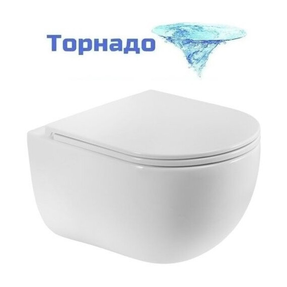 Унитаз подвесной безободковый Belbagno BB008CH-TOR/SC с тонкой крышкой микролифт (система смыва Торнадо) фото 
