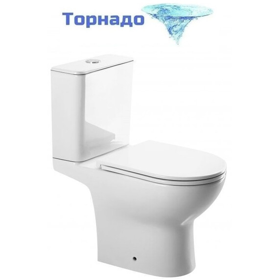 Унитаз-компакт безободковый BelBagno BB2802CP/T-TOR/SC с тонкой крышкой микролифт (система смыва Торнадо) фото 