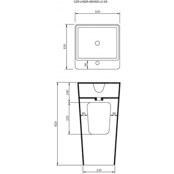 Раковина напольная Cezares 45 см CZR-LINER-450/820-LV-SS фото 2