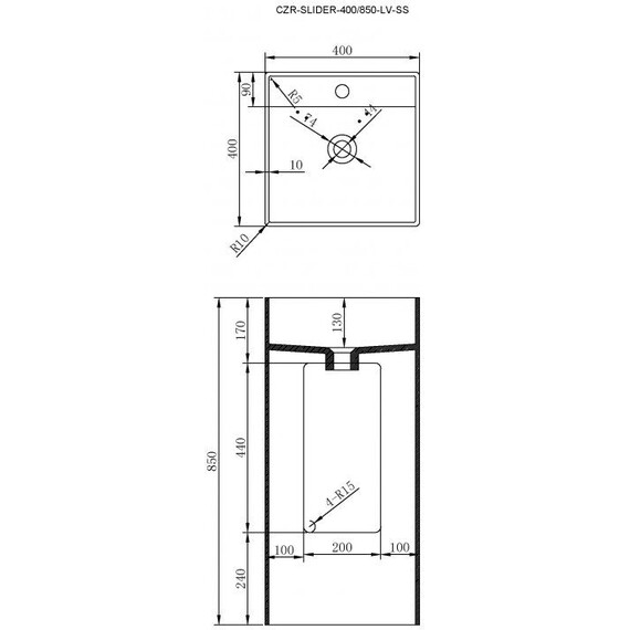 Раковина напольная Cezares 40 см CZR-SLIDER-400/850-LV-SS фото 4
