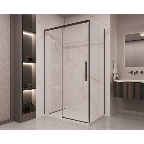 Душевое ограждение Vincea Stella 110x90 см VSR-1ST9011CLB (стекло 8 мм) чёрный/прозрачное фото 2