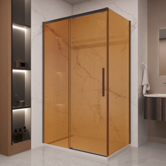 Душевое ограждение Vincea Stella 120x90 см VSR-1ST9012GSB (стекло 8 мм) чёрный/янтарь фото 