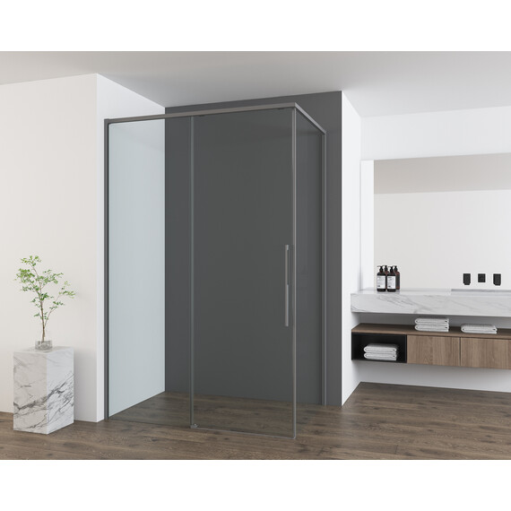 Душевое ограждение Vincea Ultima 100x100 см VSR-7UL1010CLGM (стекло 8 мм) вороненая сталь/прозрачное фото 2