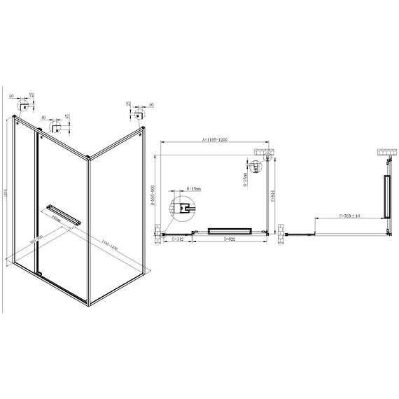 Душевое ограждение Vincea Tesi 120x90 см VSRW-7TS9012CL, хром/прозрачное фото 7