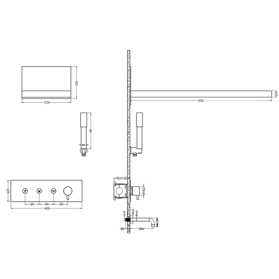 Душевая система для ванны Boheme Fusion 130-2-BRB (со скрытой частью) бронза брашированная фото 2