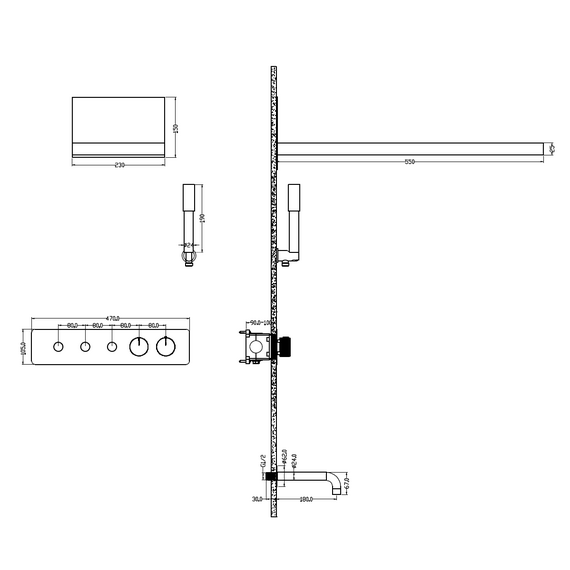 Душевая система для душа с термостатом Boheme Fusion 131-2-BRB (со скрытой частью) бронза брашированная фото 2