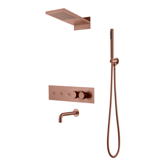 Душевая система для ванны с термостатом Boheme Fusion 131-2-CB (со скрытой частью) медь брашированная фото 
