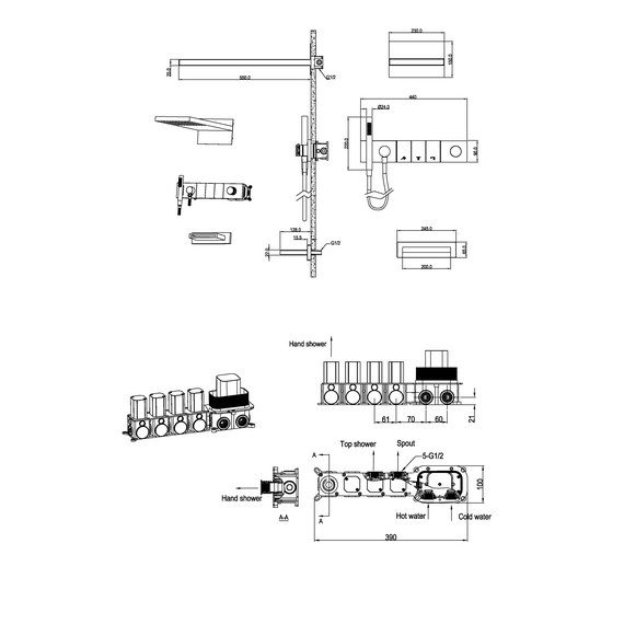 Душевая система для ванны Boheme Zodiac 132-2-BRB, бронза брашированная фото 2