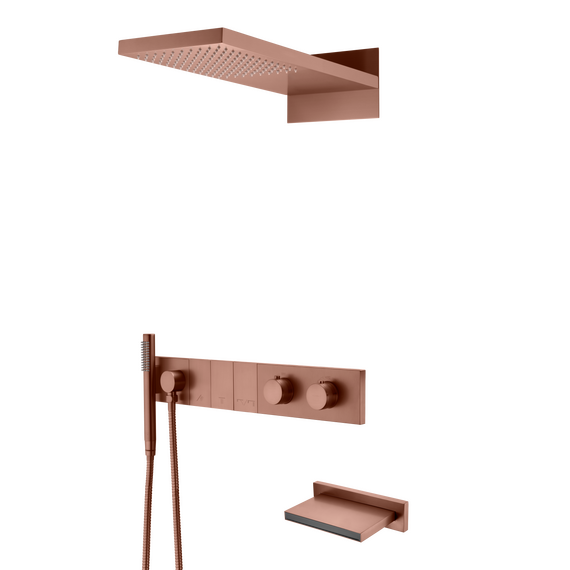 Душевая система для ванны с термостатом Boheme Zodiac 133-2-BRB, бронза брашированная фото 