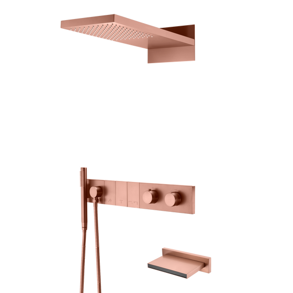 Душевая система для ванны с термостатом Boheme Zodiac 133-2-CB, медь брашированная фото 