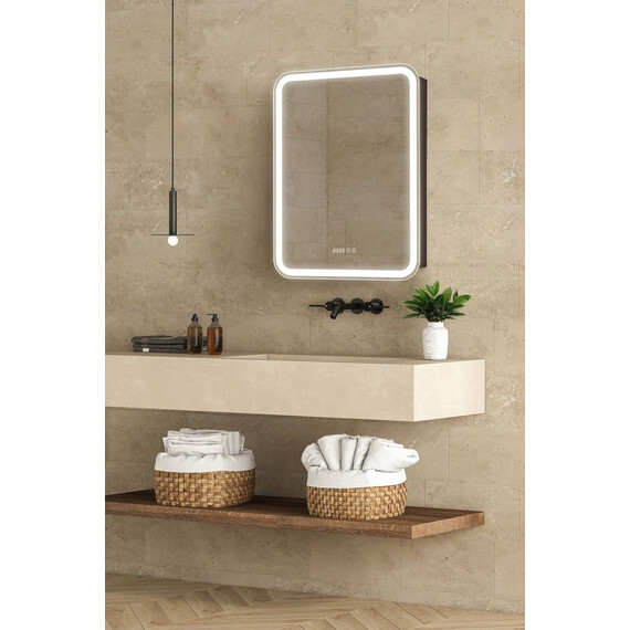 Зеркало-шкаф Art&Max Platino 60 см AM-Pla-600-800-1D-L-DS-FC-H-T-Grey, антрацит фото 3