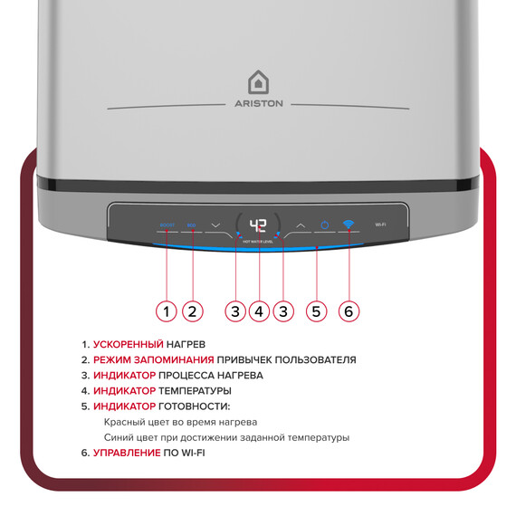 Водонагреватель электрический Ariston VELIS LUX ABSE DRY WIFI 50 3700715 фото 8