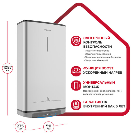 Водонагреватель электрический Ariston VELIS LUX ABSE DRY WIFI 80 3700716 фото 7