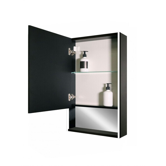 Зеркало-шкаф Art&Max Foggia 60 см AM-Fog-600-800-1D-L-DS-F-Nero, чёрный фото 3