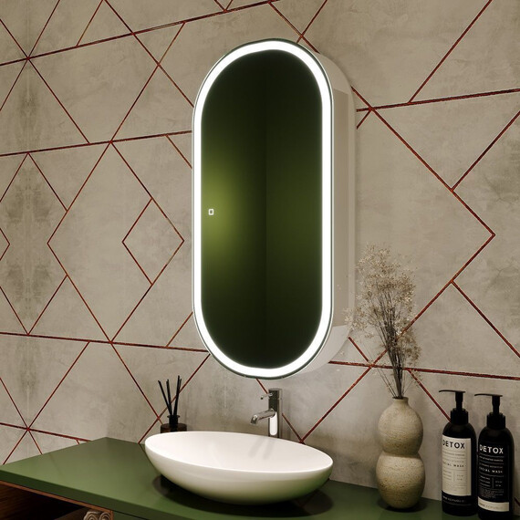 Зеркало-шкаф Art&Max Bari 50 см AM-Bar-500-1000-1D-R-DS-F-White фото 3