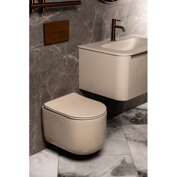 Унитаз подвесной безободковый Boheme FLOW 969-SET-D с тонкой крышкой микролифт (система смыва Торнадо) daphne фото 4