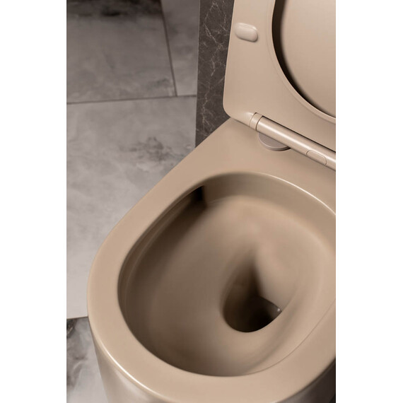 Унитаз подвесной безободковый Boheme FLOW 969-SET-D с тонкой крышкой микролифт (система смыва Торнадо) daphne фото 2