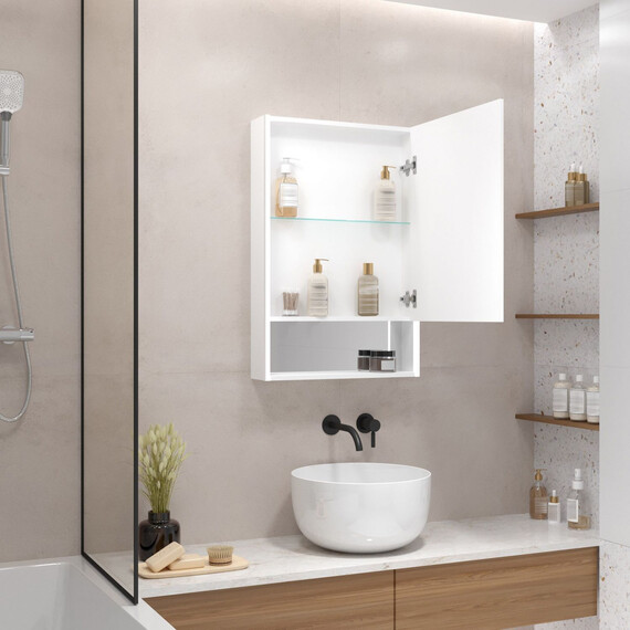 Зеркало-шкаф Art&Max Foggia 60 см AM-Fog-600-800-1D-R-DS-F-White фото 6