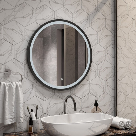 Зеркало Art&Max Livorno 80 см AM-Liv-800-DS-F-Nero, чёрный фото 7